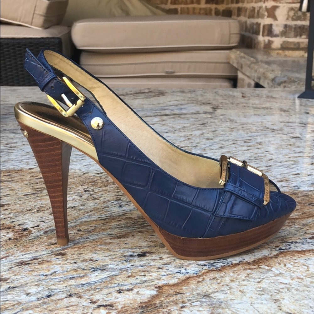 Authentic Michael Kors Navy Alligator Heels!